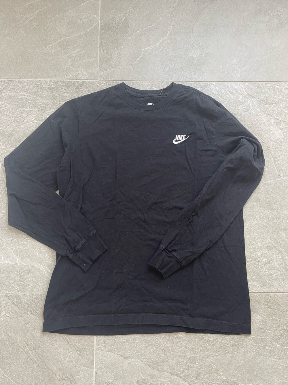 Nike Black Long-Sleeve Crewneck with White Swoosh